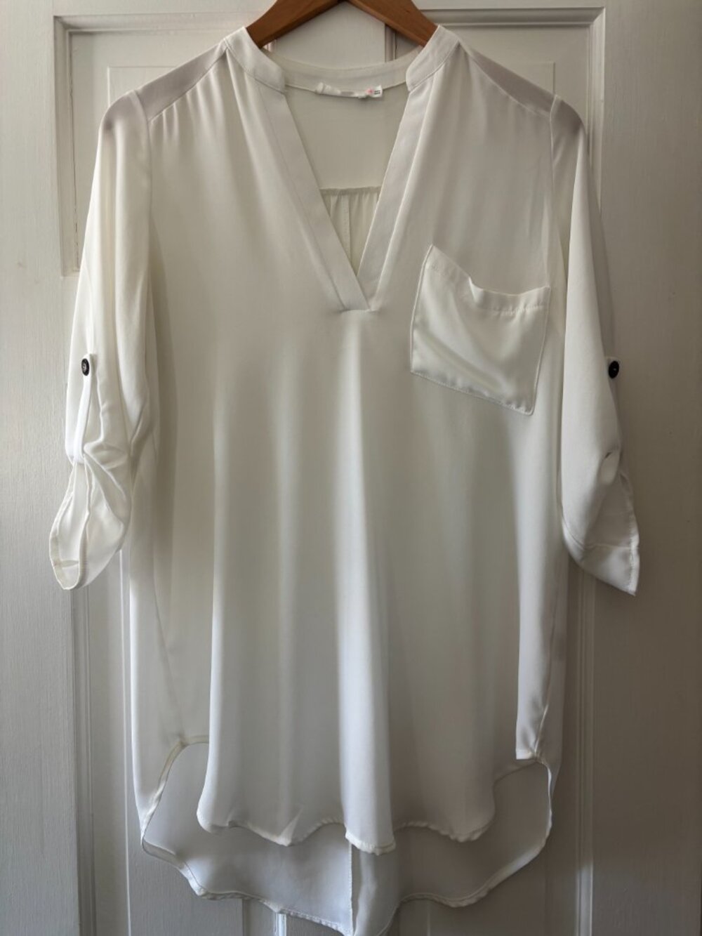 Lush White Sheer Tunic Blouse in XS